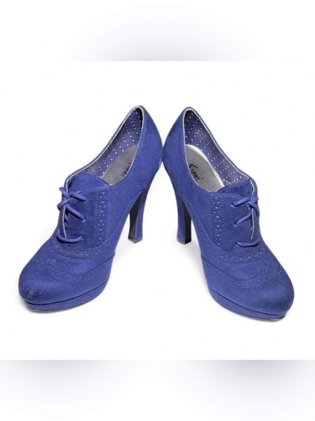 Fioni Blue Suede Lace-Up High Heels